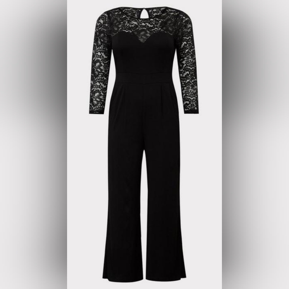 Torrid, NWOT, Black Lace Sweetheart Bodice Challis, Wide Leg Jumpsuit, Size 3X - Picture 2 of 9
